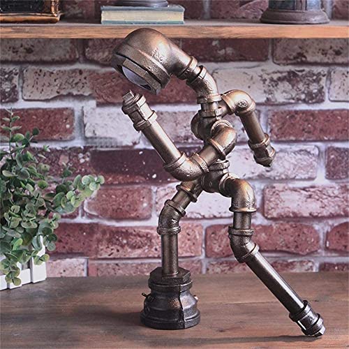 Lampe de table robot LED protection des yeux style pipe à eau steampunk