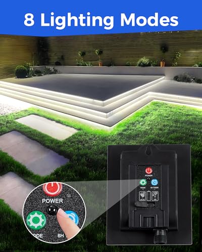 Tira LED solar blanca 32.8 pies impermeable para exteriores miniatura 5
