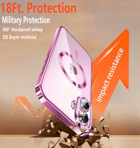 Image of Magnetic for iPhone 17 Case with Privacy Screen Protector & Full Camera Cover,[Non-Yellowing] Shockproof Clear Phone Case Compatible with MagSafe Women Girls for iPhone17,Pink