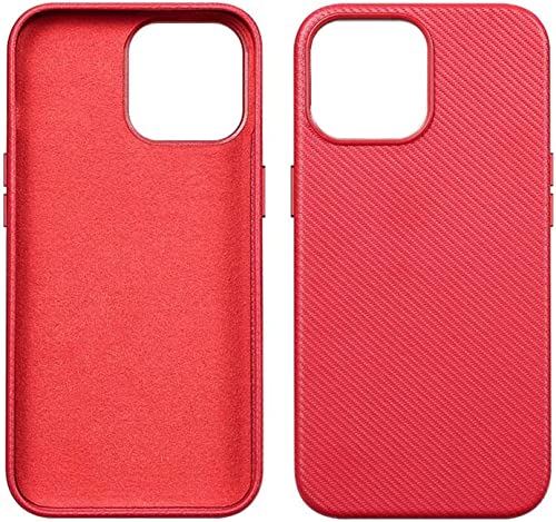 Coque iPhone 13 en cuir rouge premium compatible recharge induction