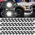 Glooglitter 48 Pods White Rock Lights Waterproof Shockproof Lighting Ambient Automotive LED Underglow Lights Underbody Trailer Lamp for Vehicles Car Trucks Motorcycle Boat ATV UTV SUV