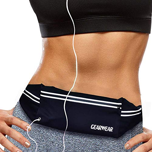 GEARWEAR Reflective Running Bag Waist Pack Fanny Pouch for iPhone 7 8 Plus X Holder Water Resistant Cell Phone Pocket for Workout Sports Walking Fitness Exercise Hiking Marathon Gym Black