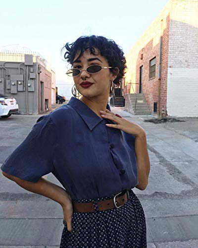 Image of COASION Vintage Small Oval Aesthetic Sunglasses Retro for Women Men Hippie Cool Metal Frame Sun Glasses