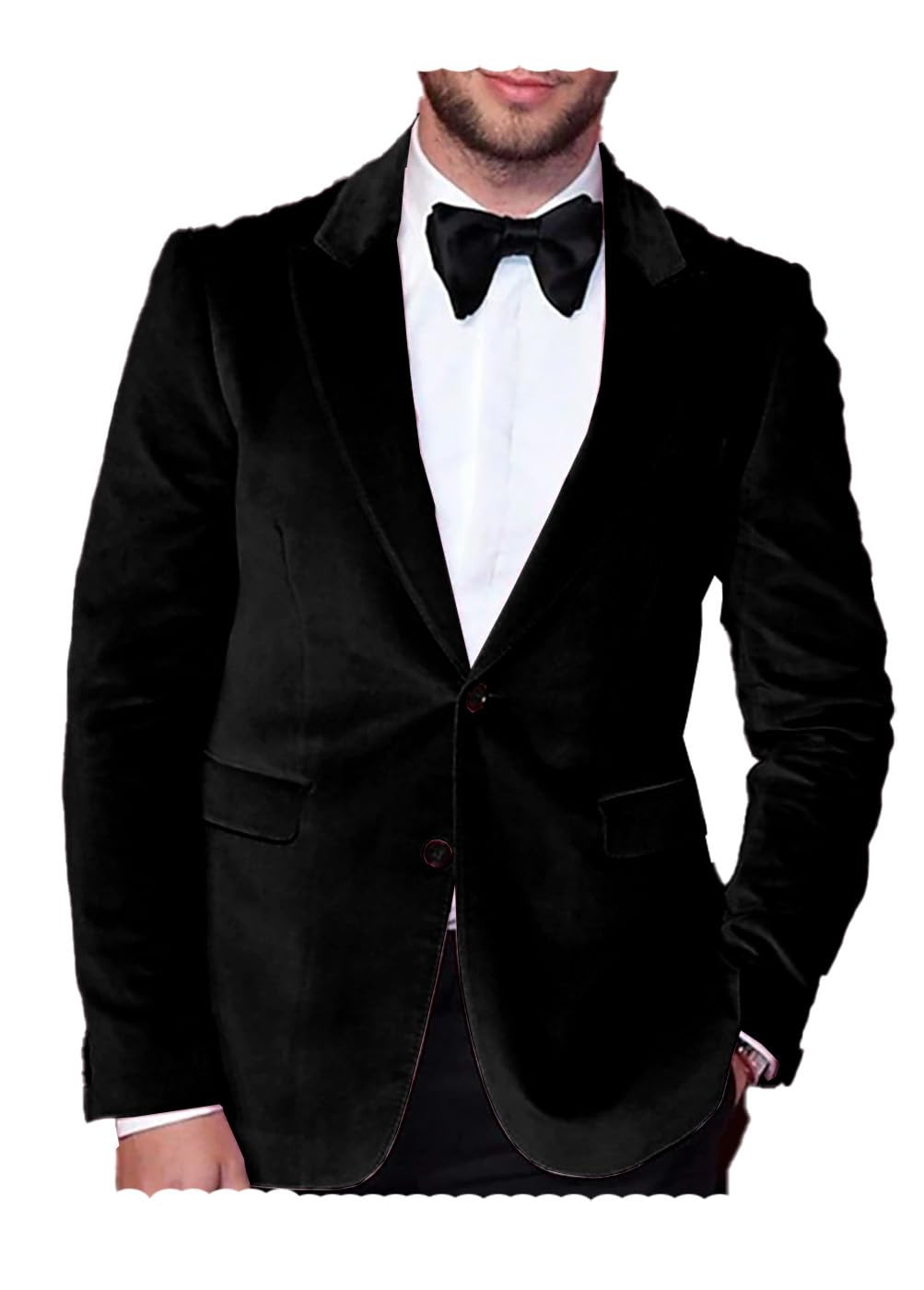 Mens Velvet Blazer Slim Fit Suit Jacket Button Tuxedo Blazer Wedding Prom Dinner Black M