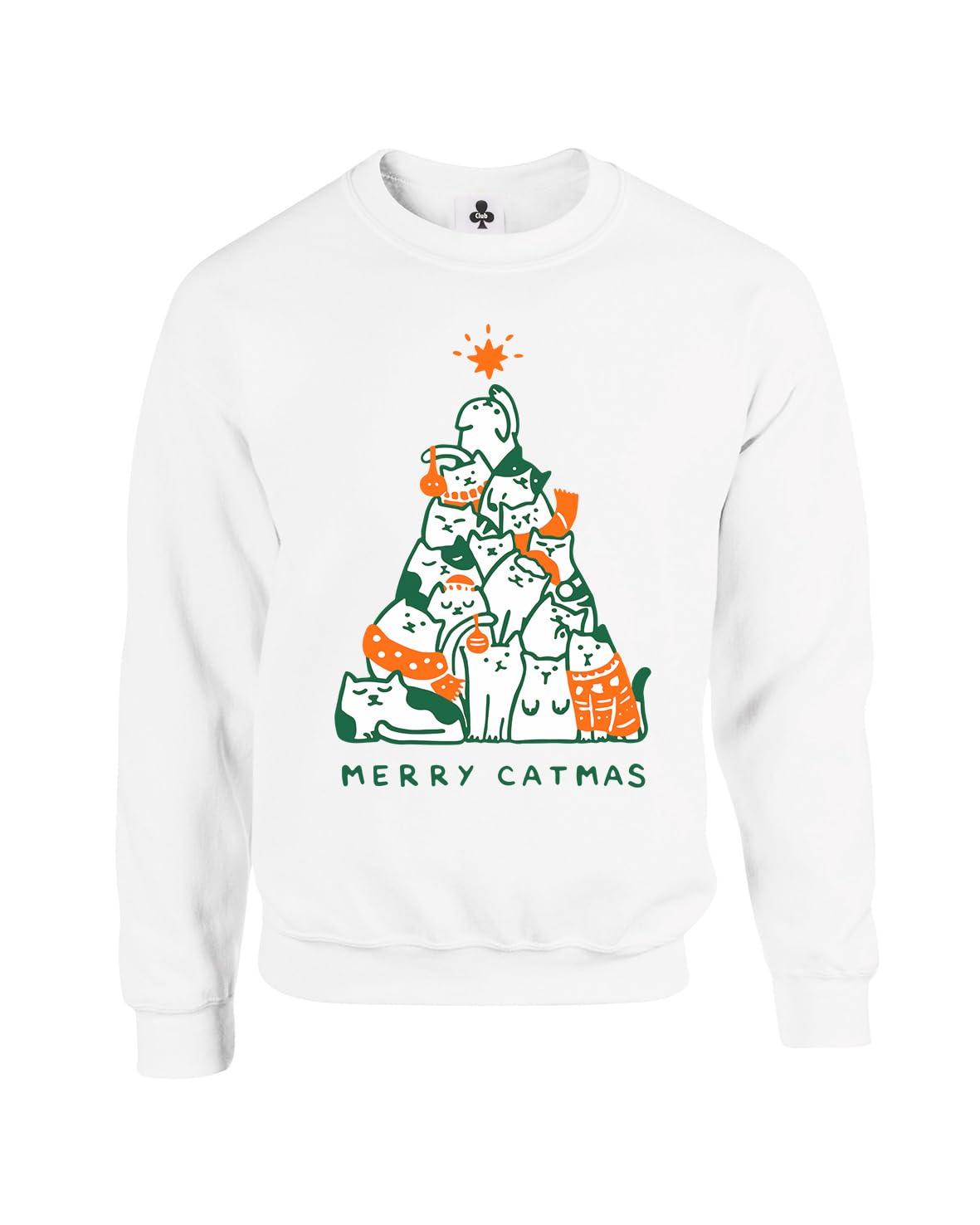 New Spirit Original Merry Catmas Tree Jumper Unisex Funny Adults Sweatshirt Jumper White