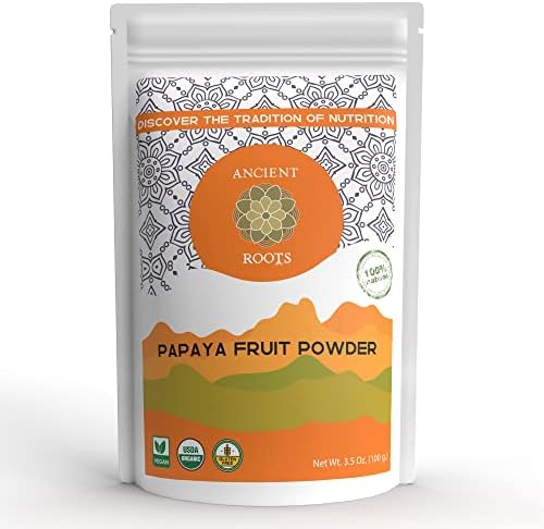 Ancient Roots Papaya Fruit Powder - All-Natural Food Coloring, Filled with Antioxidants, Organic Fruit, 25 Servings (3.5 ounces)