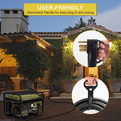 Rophor 50 Amp Generator Cord 15 Feet, Nema 14-50P To Cs6364 & Ss2-50R Generator Emergency Power Cord, Stw 6/3 + 8/1 Awg, 125/250V, 12500 Watts, Perfect For Generator To House Connection #TOP6