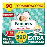 Pampers Baby Dry Mutandino XXL, Taglia 7 (17+ kg), Formato Scorta, Barriera Stop&Protect, Anti-Fuoriuscite, Fascia Elastica, Asciutto 12h, Cambio Facile, 90 Pannolini Bambino + 500 Punti Omaggio