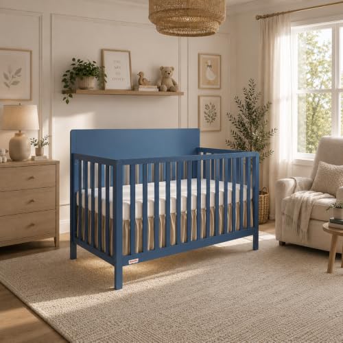 Fisher-Price Meadowbrook 4-in-1 Convertible Full Size Baby Crib, Wooden Nursery Furniture, Converts to Toddler Bed with Guardrail, Daybed & Full-Size Bed, Greenguard Gold & BSA Certified, Blue - image 8
