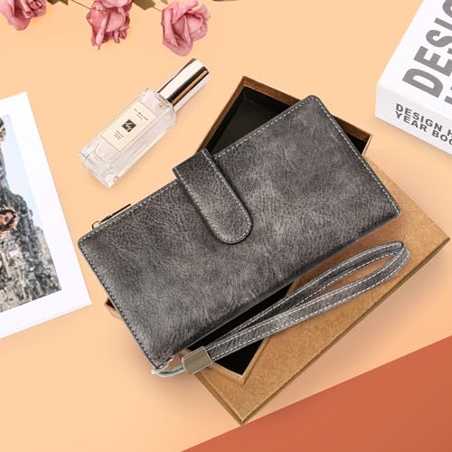 Image of XINNSTAR Womens Wallet RFID Blocking Large Capacity Credit Card Holder Long Purses for Women with Wristlet Pocket ID Window
