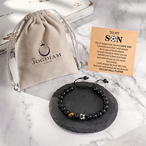 image for JOGDIAM Soccer Gifts Sports for Boys 8-12, to My Son Soccer Stuff Brac