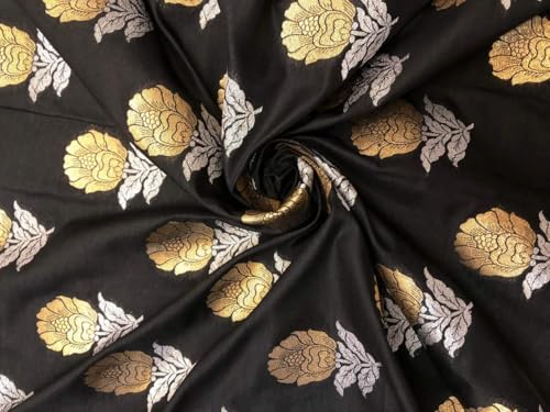 Tissu brocart de soie noir pour robe de soirée de mariage