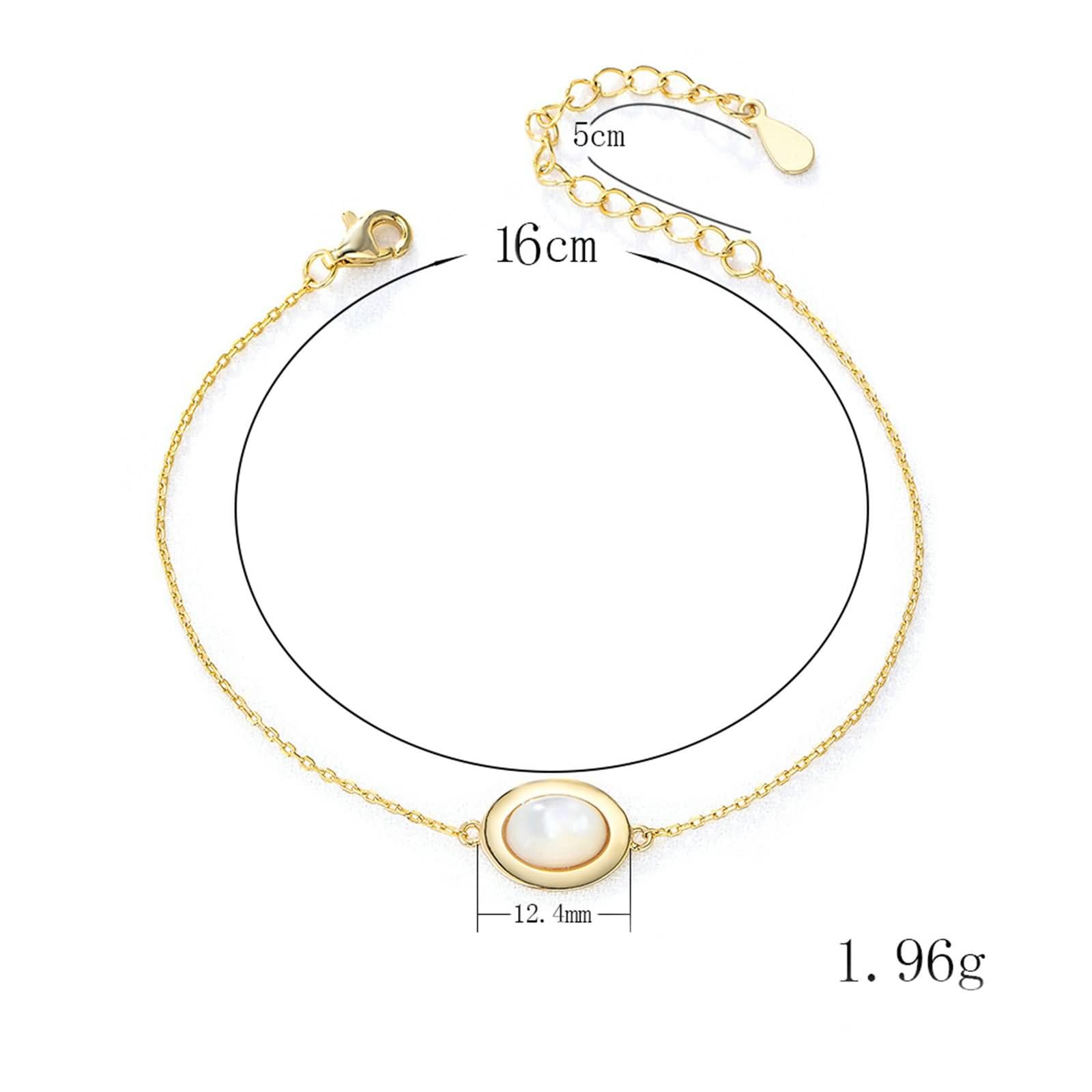 Pulsera Oro Amarillo Mujer 9K / 14K / 18K, Oval con Concha, Cadena Extensible 16 CM + 5 CM, Pulsera Mujer Oro