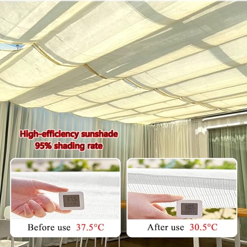 Toldo vela retráctil ondulado de HDPE blanco de 3x1 metros para pérgolas 6