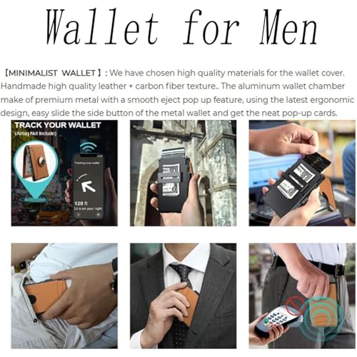 Genuine Leather Wallet for Men, Intelligence Wallet, Pop Up Aluminum Case, Money Clip, RFID Blocking, Bifold Minimalist Wallet (Black)4