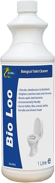 Hydra BIO LOO - Biological Toilet Cleaner | Super Powerful Bathroom Cleaner & Stain Remover | Descales & Boosts Bacteria in Septic Tanks |1 Litre