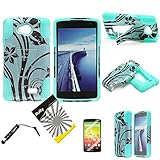 3 items Combo: ITUFFY(TM) LCD Screen Protector Film + Stylus Pen + 2 tone Design Dual Layer KickStand Tuff Impact Armor Hybrid Soft Rubber Silicone Cover Hard Snap On Plastic Case for (MetroPCS, Virgin Mobile, Verizon) LG F60 LG TRIBUTE LS660 LG Transpyre VS810 (4.5