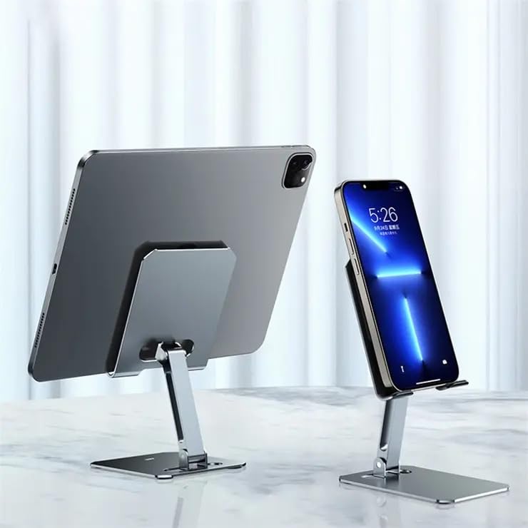 Image of XUNDD (XDHO-022) Beetle Desktop Adjustable Stand, 180 Foldable Height Angle (Anti-Slip Silicon Pad) Metal Holder Portable Stand for iPhone /Smartphone and iPad /Tablet