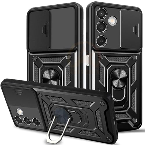 Image of Armor Bumper Back Cover Case for Samsung M15 / F15 | Rotating Camera Cover, Ring Holder & Kickstand | Heavy Duty & 360 Degree Protection Samsung M15 / F15 Back Cover (Black)