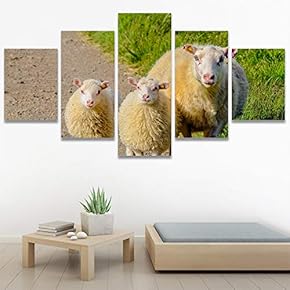 SIGNWIN 5 Panel Canvas Wall Art Animals Farmhouse/Country...