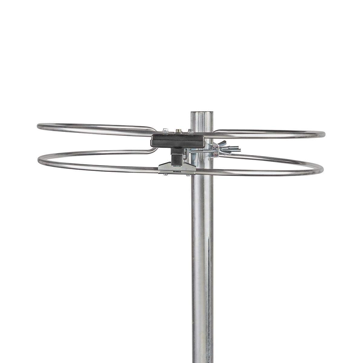Nedis - Antenne extérieure FM - Amplification max. 4 dB - Plage de fréquence FM : 87.5-108 MHz - Plage de réception 0-15 km - Impédance : 75 Ohm - Système d'encliquetage - Pour l'extérieur - Aluminium