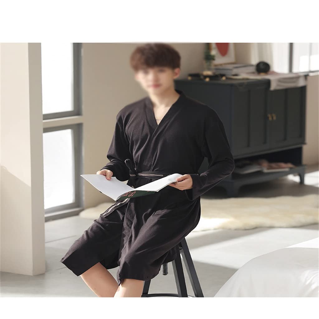 Kimono Nightgown Men Cotton Bathrobes Pajamas Bathrobes Soft Dressing Gown Sleepwear for Home Hotel Washcloth(XL code)