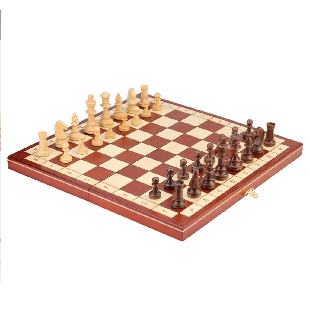 ZAW Schach Magnetische Schach Set Hochwertiges, hölzernes Schachbrett mit faltender Metallschloss Aufbewahrungsbox, Familienklassiker Schachspiel Geschenk Chess (Color : Weighted Pieces)