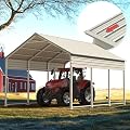 ADVANCE OUTDOOR 10x16 FT Heavy Duty Vertical Roof Metal Carport, Pre-Drilled All Weather Storage Car Shelter for Tractor, Vehicles & Farm Equipment