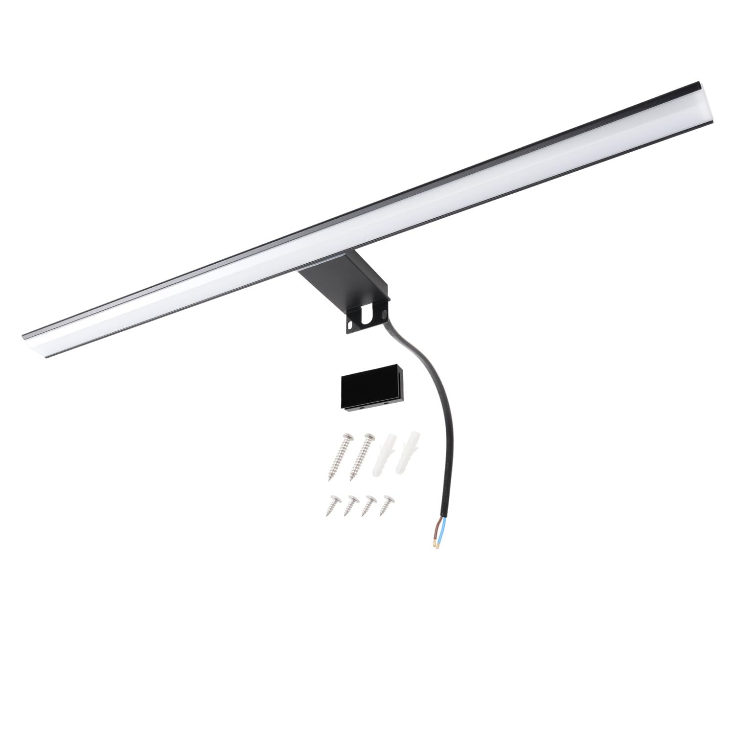 da LIGHT LED Spiegellampe 12W 850LM, Badzimmerlampe 60CM, IP44 Spritzwassergeschützt Spiegelleuchten, 4000K Neutralweiß Einfache Installation, Farbe Schwarz