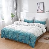 Golden Lines Leaf on Watercolor Art Duvet Covers Set, 4 Pieces Soft Comforter Cover California King