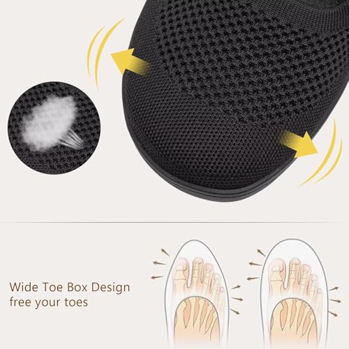 Frank Mully Women's Wide Width Flats Mary Jane Flat Comofortable Knit Ballet Flat Wide Toe Box Dress Shoes with Adjustable Straps3