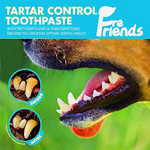 Fresh Friends Enzymatic Toothpaste for Dogs | Puppy Toothpaste | Gum Toothpaste | Improves Gum Health | Eliminates Bad Breath, Dog Toothpaste Tartar Remover & Plaque Remover | Dog Dental Care (Beef) Fresh Friends Enzymatic Toothpaste for Dogs | Puppy Toothpaste | Gum Toothpaste | Improves Gum Health | Eliminates Bad Breath, Dog Toothpaste Tartar Remover & Plaque Remover | Dog Dental Care (Beef)