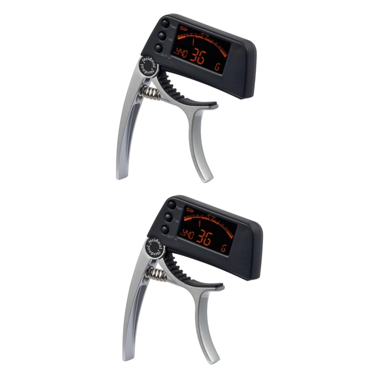 2stücke Digitales Lcd Clip Stimmgerät Und Kapodaster Für Gitarre Ukulele Bass Präzise Abstimmung Hochsensitiv Robust Silberfarben