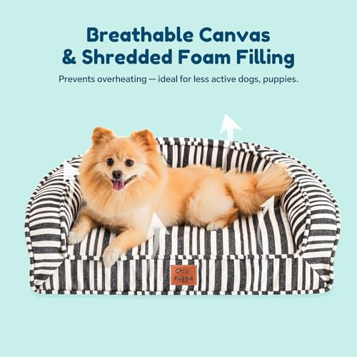 Dog Bed for Small Medium Dogs - Washable Canvas Puppy Beds, Breathable & Low-Step Entry Easy for Senior Dog, 28x23x6.5inches - Image 4