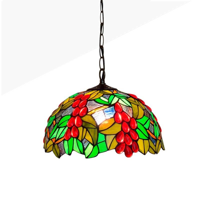 B·LED BARCELONA LED Lampe suspendue de plafond Tiffany baroque rétro vintage abat-jour en verre mosaïque fruitée en verre Ø31 cm E27 pour salon chambre à coucher