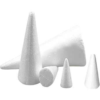 5 Pieces Foam Cone Tree Cone White Cone Shapes for Table Decoration 13mm 25mm 68mm 73mm 98mm