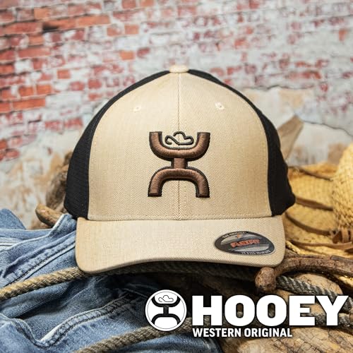 Image of HOOEY Ash Flexfit Fitted Hat - Mid Profile 6-Panel Stretch Fit Everyday Casual Comfort Fitted Cap for Men and Women