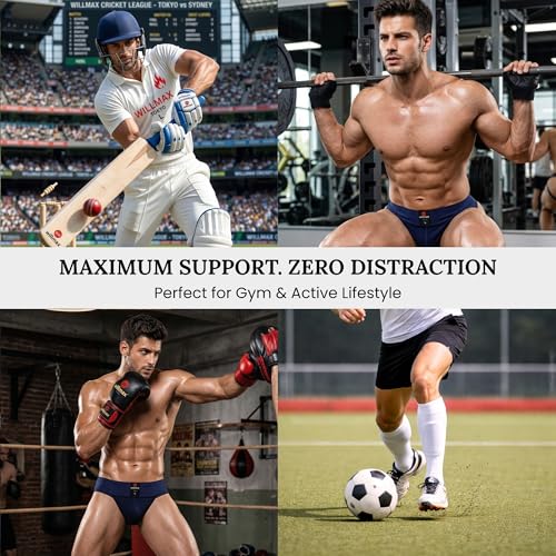 Image of NINQ Men's Athletic Supporter Underwear with Elastic Waistband, Breathable Fabric Gym Support Brief, Comfortable Innerwear for Sports, Workout, Running & Training