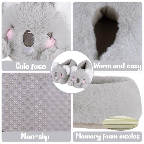 Image of ARELUX Animal Slippers Cotton Adult Unisex, Cute Novelty Raccoon Fox Red Panda Plush House Shoes with Non-Slip Sole, Warm Fuzzy Lining for Indoor Outdoor Cosplay Party Gift