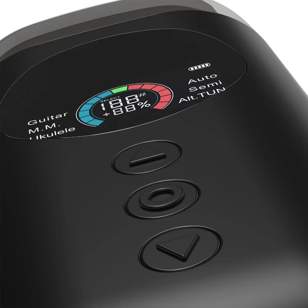 Afinador automático inteligente de guitarra, pantalla LCD a todo color, metrónomo y manivela de cuerda, para guitarras eléctricas, guitarras acústicas