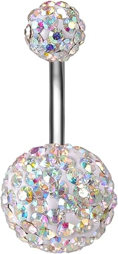 Zesen Jewelry Jolie Bague Nombril Avec La Couleur Cristal Gradual Ferido Boule Navel Ring Ab Blanc Amazon Fr Bijoux