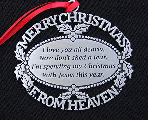 Merry Christmas From Heaven Pewter Finish Keepsake Memorial Ornament With Poem In Gift Box #TOP4