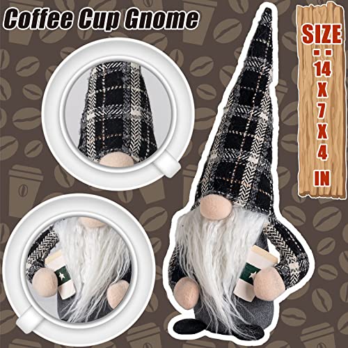 Unanscre Coffee Gnomes Coffee Bar Decoration - 3Pcs 14‘’ Plaid Plush Elf Gnomes Coffee Swedish Tomte Dolls Scandinavian Figurines Nordic Tiered Tray Table Decor For Home Office Kitchen #TOP2