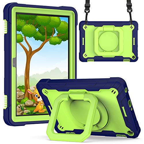 �^�u���b�gPC�P�[�X Amazon New Fire HD 8.0 2020 2020 2020���Ȋ��ȑϏՌ����̌��S�ȁA�h�o360�x��]���@�\�����O�O���b�v�u���P�b�g �^�u���b�g���\�� (Color : Navyblue+olivine)