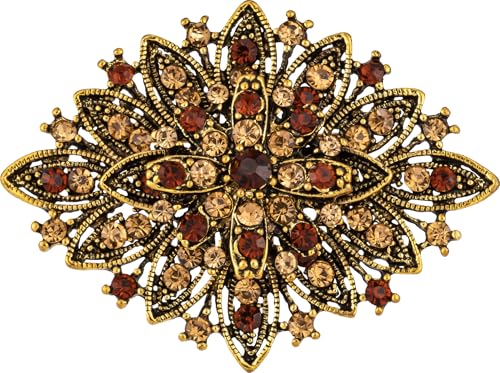 Image of Vintage Art Deco Crystal Rhinestone Brooch Pin for Women