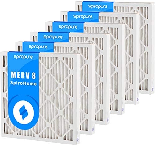 SpiroPure 16X20X2 MERV 8 Pleated Air Filters - Made in USA (6 Pack)