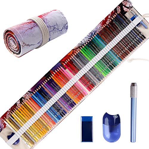 SJ STAR-JOY 72 Colored Pencils for Adults Coloring Book, Artist Colored Pencil Set, Oil based Colored Pencil, Handmade Canvas Pencil Wrap, Extra Accessories Included, Holiday Gift