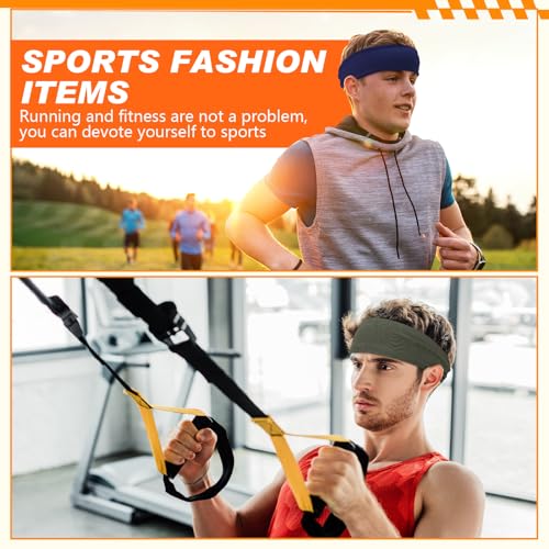 Image of 18 Pcs Sports Sweatbands for Men Women Camo Headbands Workout Non Slip Headbands Breathable Head Band Fitness Stretchy Unisex Hairband for Yoga Running Cycling Ball