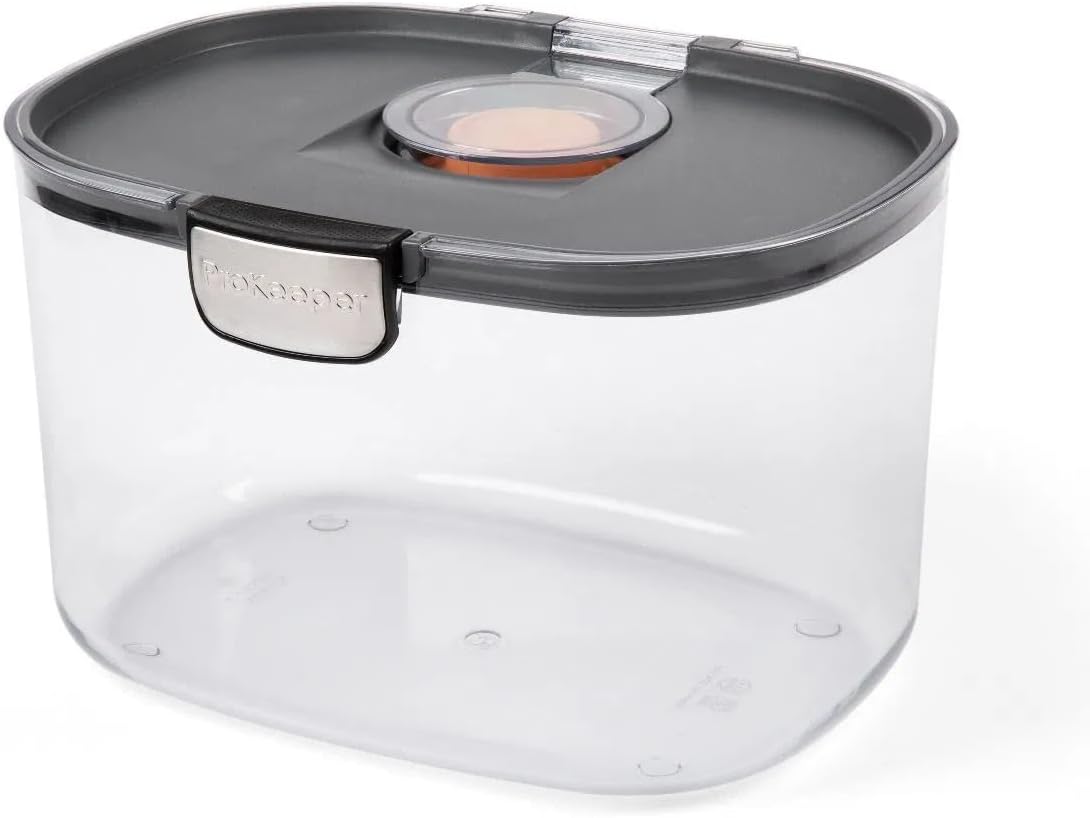 Progressive ProKeeper International Airtight Food Storage Container with Terracotta Disk for Freshness, Stackable & Dishwasher Safe, Ideal for Cookies, Baked Goods, & More, 5 Quart 5-Quart Prokeeper 1-Piece
