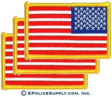 Reverse American Flag Patch with Bright Gold Border 5 PACK